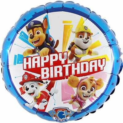 Paw Patrol folie ballon HAPPY BIRTHDAY - 45cm