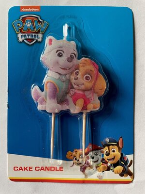 Paw Patrol verjaardagstaart kaars Skye en Everest