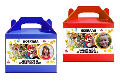 Gepersonaliseerde traktatie doosjes Super Mario thema 8 stuks