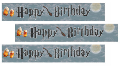 Happy Birthday slinger HP - set van 3 stuks