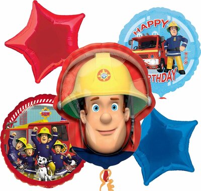 Brandweerman Sam folie ballonnen set Happy Birthday 5-delig B
