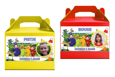 Gepersonaliseerde traktatie doosjes Teletubbies thema 8 stuks