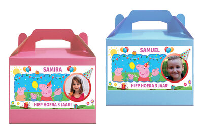 Gepersonaliseerde traktatie doosjes Peppa Pig thema 8 stuks