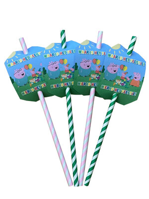 Peppa Pig rietjes personaliseerbaar - 10 stuks