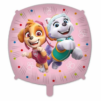 Paw Patrol folie ballon Everest & Skye met ballongewicht en ballonlint