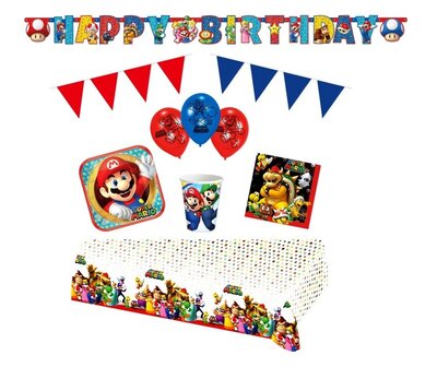 Super Mario feestpakket Deluxe - pakket voor 8 personen