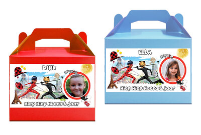 Gepersonaliseerde traktatie doosjes Lady Bug thema 8 stuks