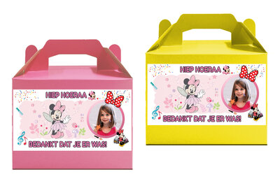 Gepersonaliseerde traktatie doosjes Minnie Mouse thema 8 stuks