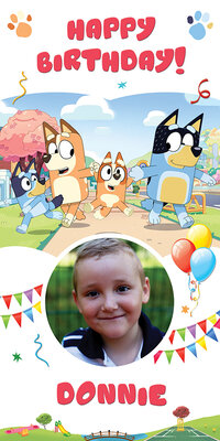 Gepersonaliseerde deurbanner Bluey thema