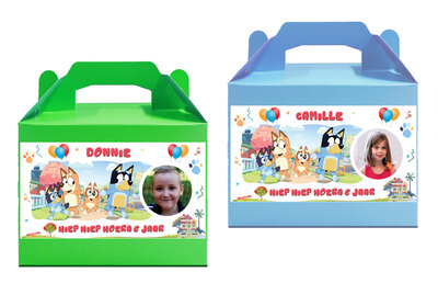 Gepersonaliseerde traktatie doosjes Bluey thema 8 stuks