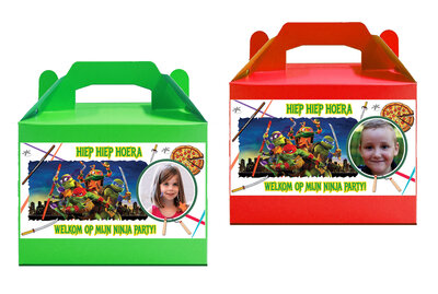 Gepersonaliseerde traktatie doosjes Ninja Turtles thema 8 stuks