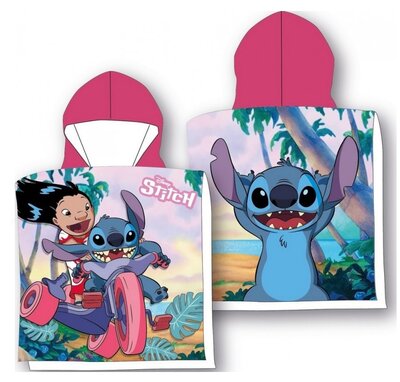 Lilo & Stitch poncho - 55x110cm roze | katoen