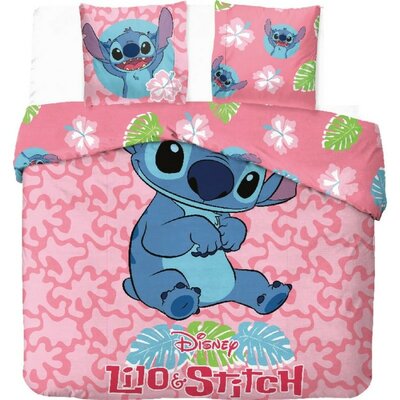 Lilo & Stitch dekbedovertrek Lits Jumeaux formaat 240x220cm roze