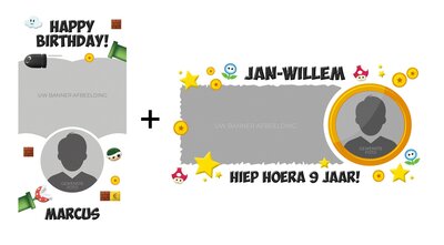 Gepersonaliseerde deur + muurbanner Super Mario thema