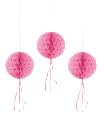 Honeycomb 3-delig plafond decoratie set roze 30cm