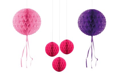 Honeycomb 5-delig plafond decoratie set roze & paars