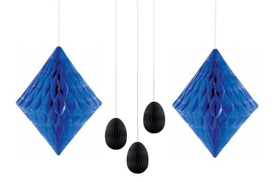 Honeycomb 5-delig plafond decoratie set blauw & zwart