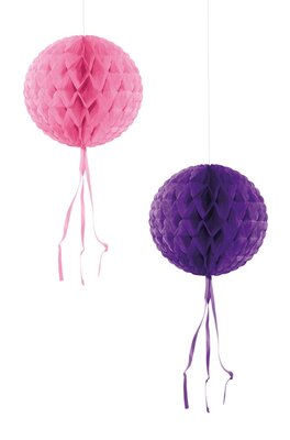 Honeycomb 2-delig plafond decoratie set roze & paars