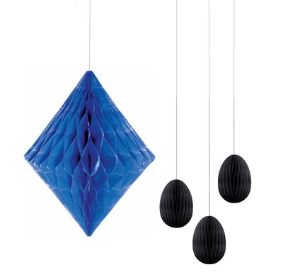 Honeycomb 4-delig plafond decoratie set blauw & zwart