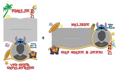 Gepersonaliseerde deur + muurbanner Lilo & Stitch thema
