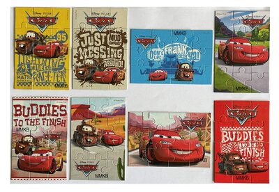 Disney Cars mini puzzel - uitdeelcadeautje 6 stuks