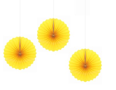 Waaier decoratie 3-delig set geel 41cm