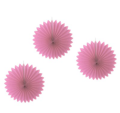 Waaier decoratie 3-delig set roze 41cm