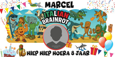 Gepersonaliseerde muurbanner Italian Brainrot thema