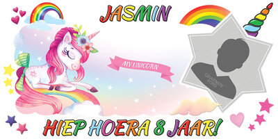 Gepersonaliseerde muurbanner Unicorn thema