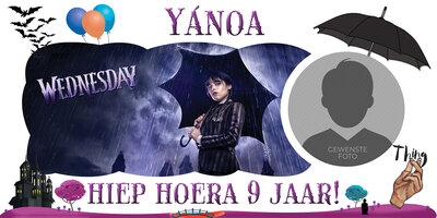 Gepersonaliseerde muurbanner Wednesday thema