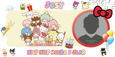 Gepersonaliseerde muurbanner Hello Kitty thema