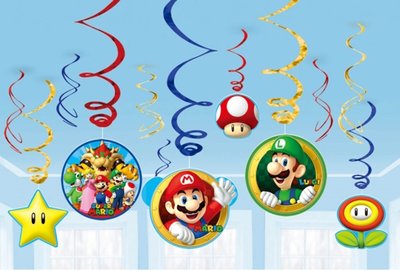 Super Mario plafond decoratie slingers