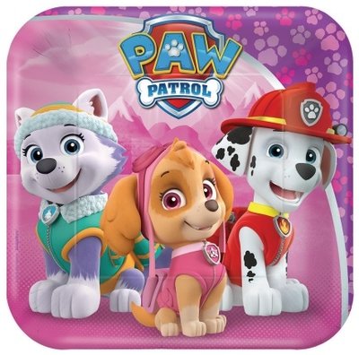 Paw Patrol gebaksbordjes met Skye en Everest