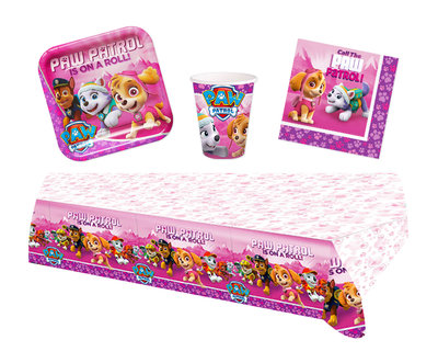 Roze Paw Patrol feestpakket - voordeelpakket 8 personen